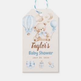 Teddy Bear Boy Baby Shower Gift Tag, Air Ballons Geschenkanhänger