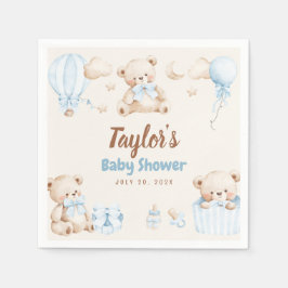 Teddy Bear Boy Baby Shower Paper Napkin Serviette