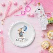 Teddy Bear Boy Baby Shower Paper Plate Pappteller (Party)