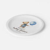 Teddy Bear Boy Baby Shower Paper Plate Pappteller (Schrägansicht)