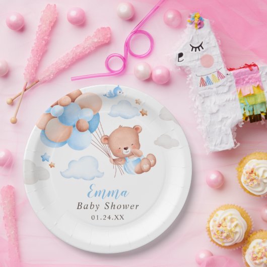 Teddy Bear Boy Baby Shower Pappteller (Party)