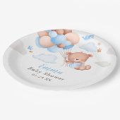 Teddy Bear Boy Baby Shower Pappteller (Schrägansicht)