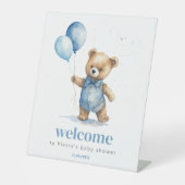Teddy Bear Boy Baby Shower Sockelschild (Vorderseite)