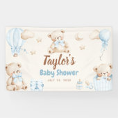 Teddy Bear Boy Baby Shower Welcome Banner Sign (Horizontal)