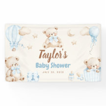 Teddy Bear Boy Baby Shower Welcome Banner Sign