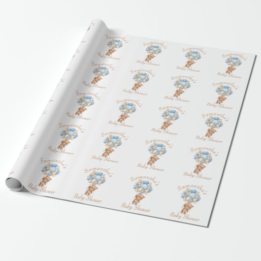 Teddy Bear Boy Baby Showpapier Geschenkpapier (Ungerollt)