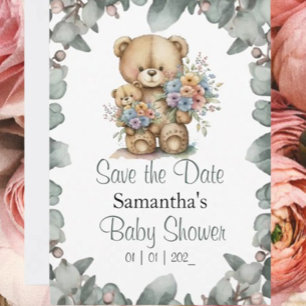 Teddy Bear Boy Baby Showthema Postkarte