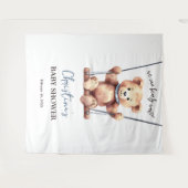 Teddy Bear Boy Babydusche Hintergrund Wandteppich (Vorderseite (Horizontal))