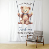 Teddy Bear Boy Babydusche Hintergrund Wandteppich (Beispiel)