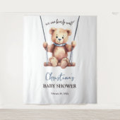 Teddy Bear Boy Babydusche Hintergrund Wandteppich (Vorderseite)