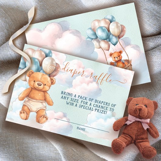 Teddy Bear Boy Balloon Diaper Raffekarte Einladung
