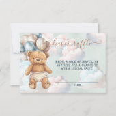 Teddy Bear Boy Balloon Diaper Raffekarte Einladung (Vorderseite)