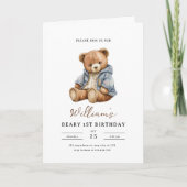 Teddy Bear Boy Birthday Party Beary 1st Birthday Einladung (Vorderseite)
