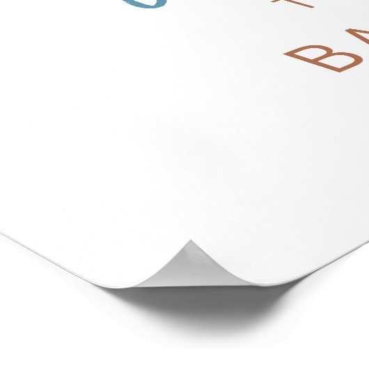 Teddy Bear Boy Blue Baby Dusche Begrüßungszeichen Poster (Ecke)