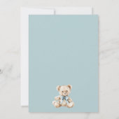 Teddy Bear Boy Blue Baby Dusche Einladung (Rückseite)