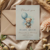 Teddy Bear Boy Blue Balloon Sweet Baby Show Dankeskarte