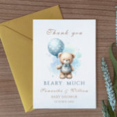 Teddy Bear Boy Blue Balloon Sweet Baby Show Dankeskarte