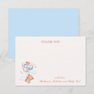 Teddy Bear Boy Blue Bearly Wait Baby Dusche Dankeskarte