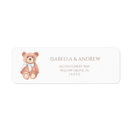 Teddy Bear Boy Classic Baby Shower Address (Vorne)