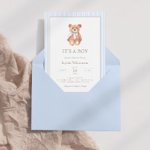 Teddy Bear Boy Classic Baby Shower Einladung