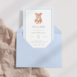 Teddy Bear Boy Classic Baby Shower Einladung