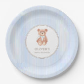 Teddy Bear Boy Classic Baby Shower Party Pappteller (Vorderseite)