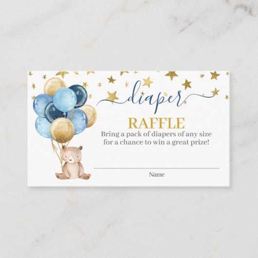 Teddy Bear Boy Diaper Raffekarte Begleitkarte (Vorderseite)