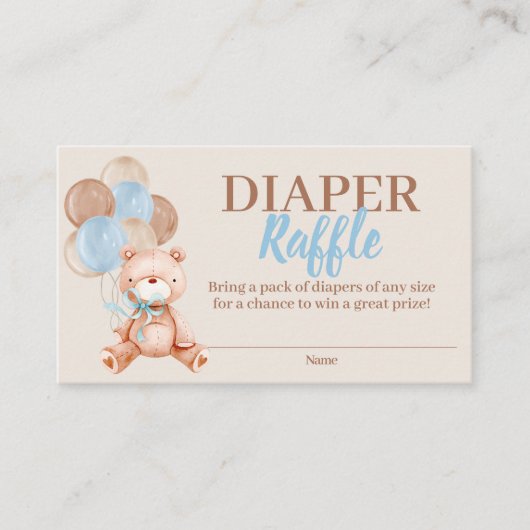 Teddy Bear Boy Diaper Raffle Umschließungskarte Begleitkarte (Vorderseite)