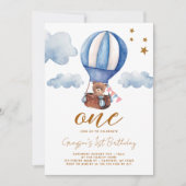 Teddy Bear Boy Einladung zum 1. Geburtstag (Vorderseite)