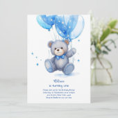 Teddy Bear Boy Einladung zum ersten Geburtstag (Stehend Vorderseite)