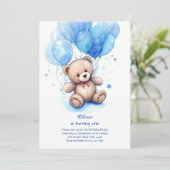 Teddy Bear Boy Einladung zum ersten Geburtstag (Stehend Vorderseite)