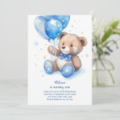 Teddy Bear Boy Einladung zum ersten Geburtstag (Stehend Vorderseite)