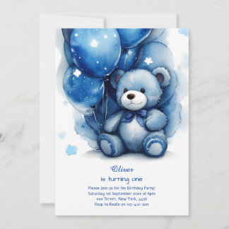 Teddy Bear Boy Einladung zum ersten Geburtstag