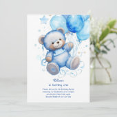 Teddy Bear Boy Einladung zum ersten Geburtstag (Stehend Vorderseite)