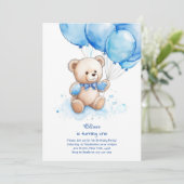 Teddy Bear Boy Einladung zum ersten Geburtstag (Stehend Vorderseite)