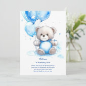 Teddy Bear Boy Einladung zum ersten Geburtstag (Stehend Vorderseite)