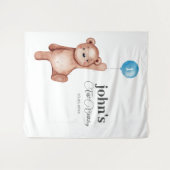 Teddy Bear Boy Erster Geburtstag Wandteppich (Vorderseite (Horizontal))