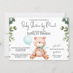 Teddy Bear Boy Greenery Baby Shower by Mail Einladung