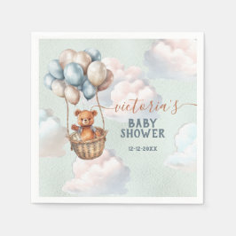 Teddy Bear Boy Hot Air Ballon Babydusche Serviette