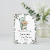 Teddy Bear Boy Watercolor Babydusche Postkarte (Stehend Vorderseite)