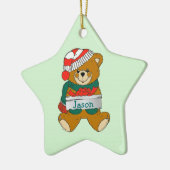 Teddy Bear Boys Weihnachtsdekoration Keramikornament (Links)