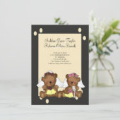 Teddy Bear Brides Wedding Einladung (Stehend Vorderseite)