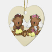 Teddy Bear Brides Wedding Keramik Ornament (Links)