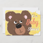 Teddy Bear Bright Yellow Baby Dusche Einladung (Vorderseite)