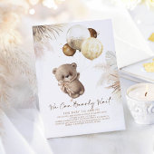 Teddy Bear Brown and Gold Balloons Babydusche Einladung