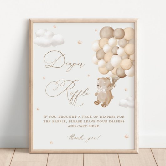 Teddy Bear Brown Babydusche Windelwindeln Poster