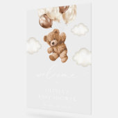 Teddy Bear, Brown Balloons, Babydusche Willkommen Acrylschild (Winkel)
