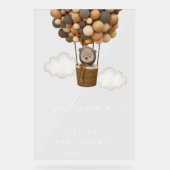 Teddy Bear, Brown Balloons, Babydusche Willkommen Acrylschild (Vorderseite)