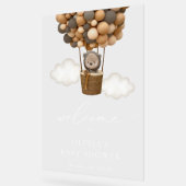 Teddy Bear, Brown Balloons, Babydusche Willkommen Acrylschild (Winkel)