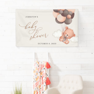 Teddy Bear, Brown Balloons, Babydusche Willkommen Banner